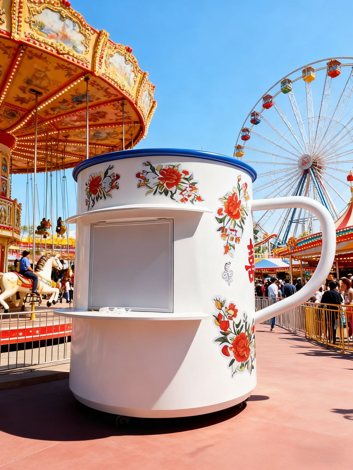 Enamel mug kiosk at an amusement park
